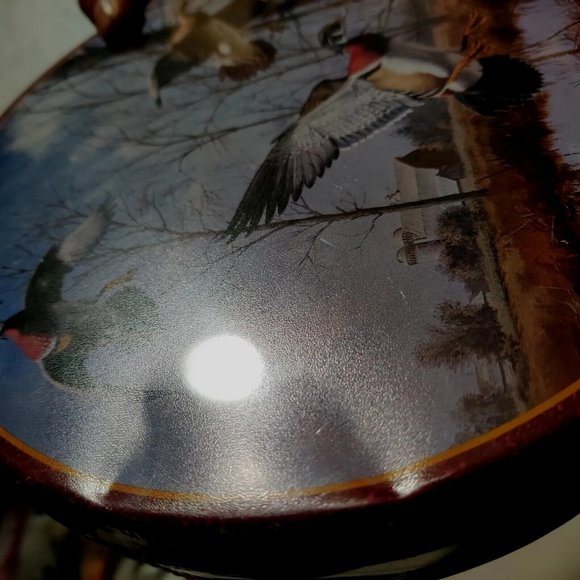 Vtg Dave Maass Duck 9.75" Round Tin Lake City Minnesota Wild Wings Artwork Rare - Picture 10 of 16